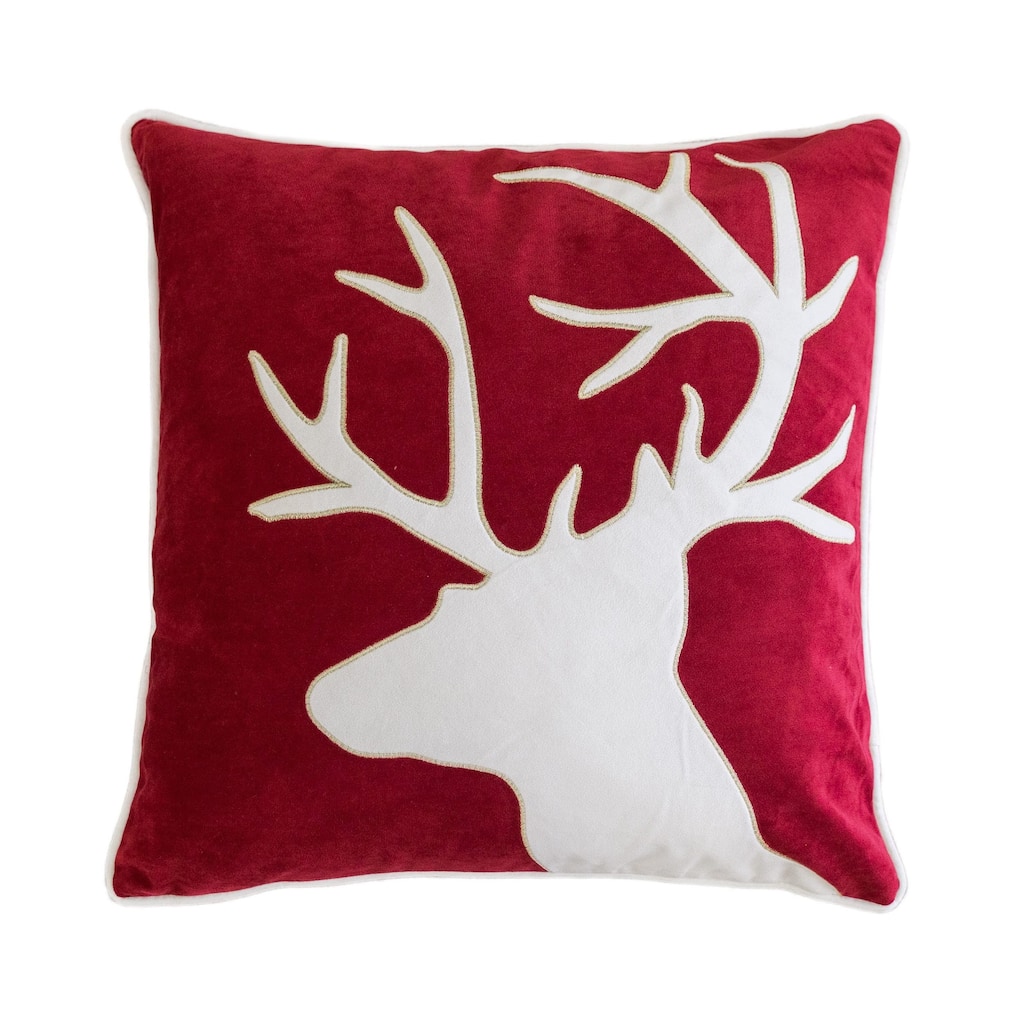 Holiday Reindeer Velvet Accent Pillow