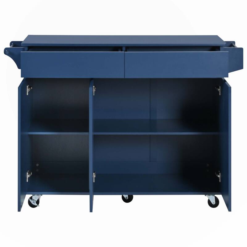 53.2'' Kitchen Island with Drop Leaf, Kitchen Storage Cart with Spice Rack, Towel Rack and 2 Drawers, Rolling Kitchen Island