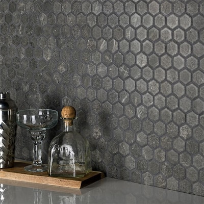 Merola Tile Liverpool Hex Dark Grey 10" x 11-3/8" Ceramic Floor and Wall Tile