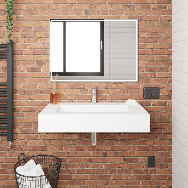Pyramid Solid Surface Wall-Mounted Bathroom Sink