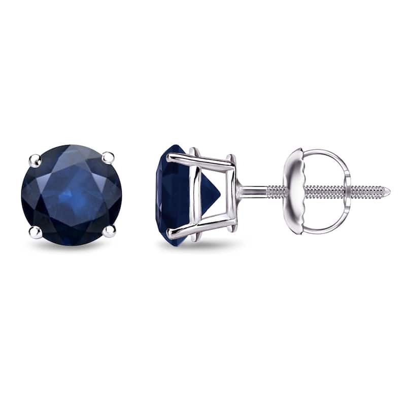 Auriya 14k Gold Round Sapphire Stud Earrings 1 1/2ctw - White