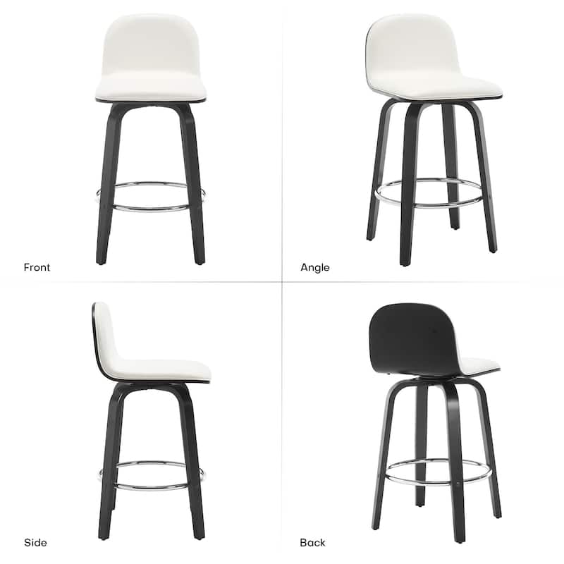 Faux Leather Upholstered Swivel Counter/ Bar Stools with Wood Frame