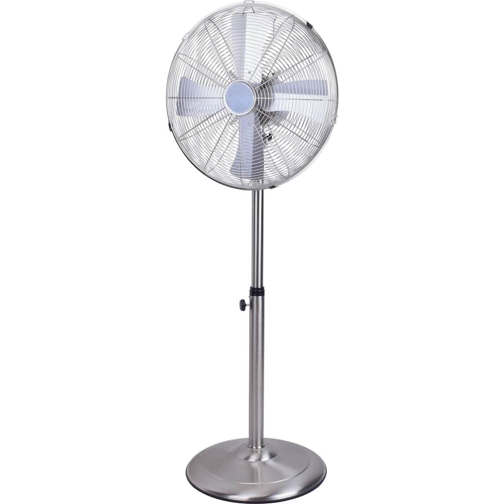 16 in Metal Stand Fan,Classic Design, Pure Copper Wiring Motor, 4 Aluminum Blade, Nickle-plating Brushed Finish