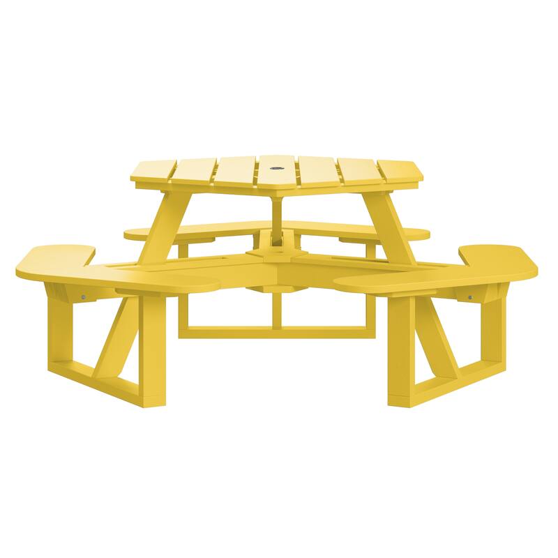 Shoreline Hexagon Picnic Table - Sunbeam Yellow