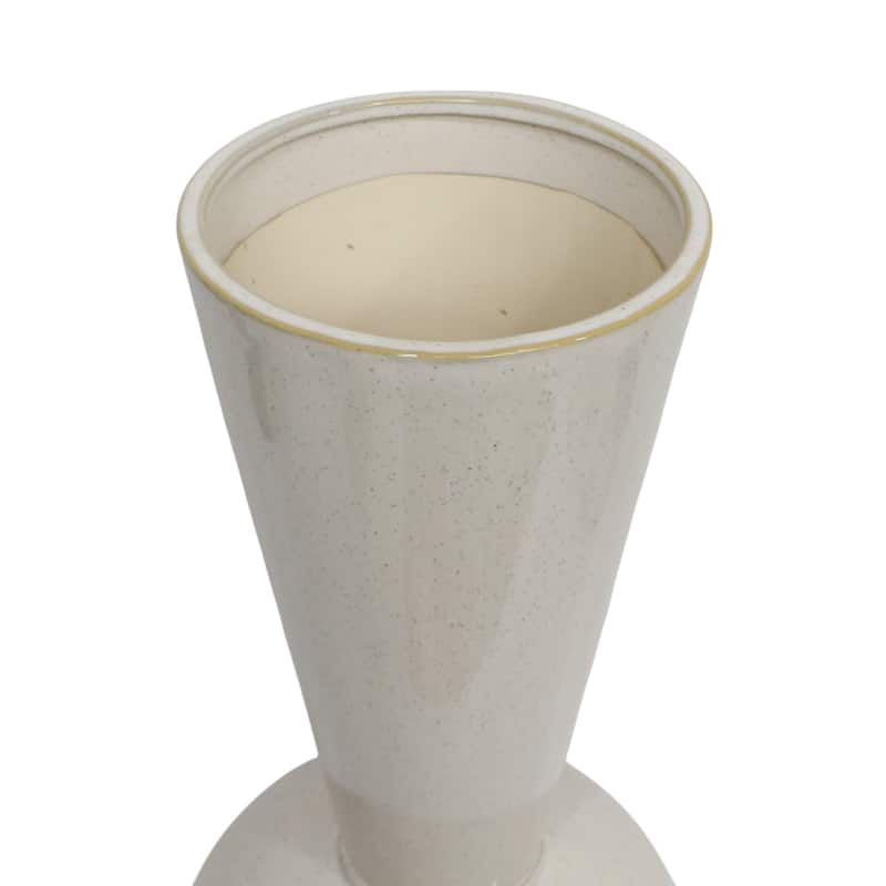 Artistic Sculptural Pedestal Tall Vase for Home Decor - Ivory