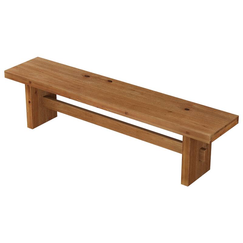 Solid Wood Bench, 63" End of Bed Bench, Extra Long Dining Benches for Bedroom, Dining Room, Kitchen, Foyer
