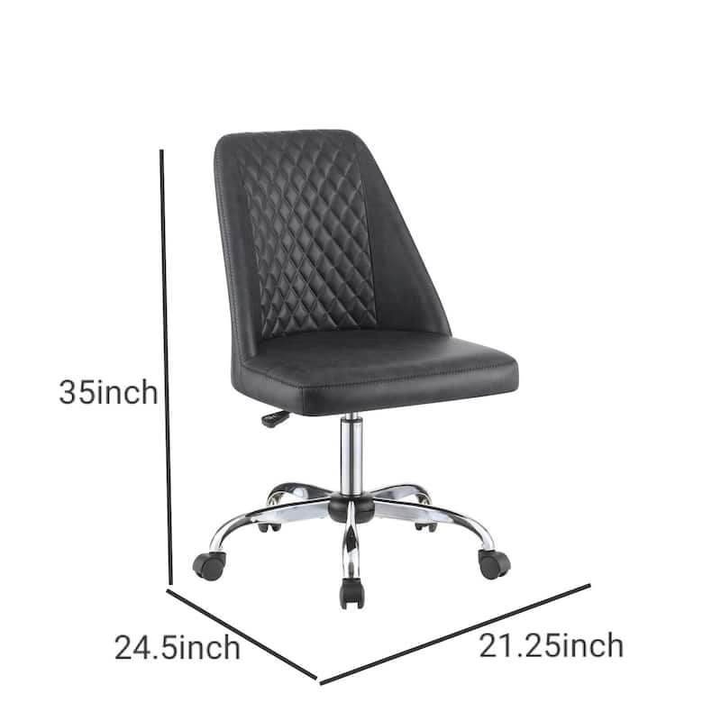Grey Leatherette Office Chair with Diamond Stitched Back, Adjustable Seat Height and Rolling Casters