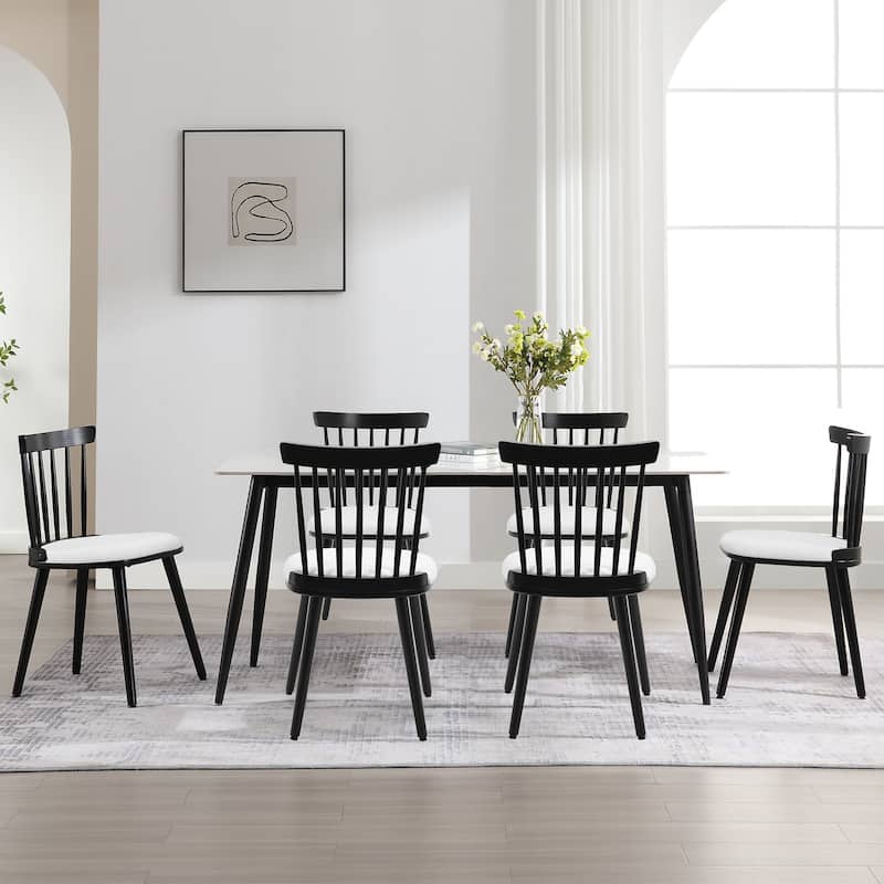 Farmhouse Spindle-Back Windsor Dining Chairs with Solid Wood