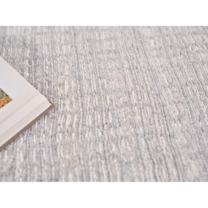 Exquisite Rugs Alpine Handmade Handloomed New Zealand Wool Silver/Ivory Area Rug.