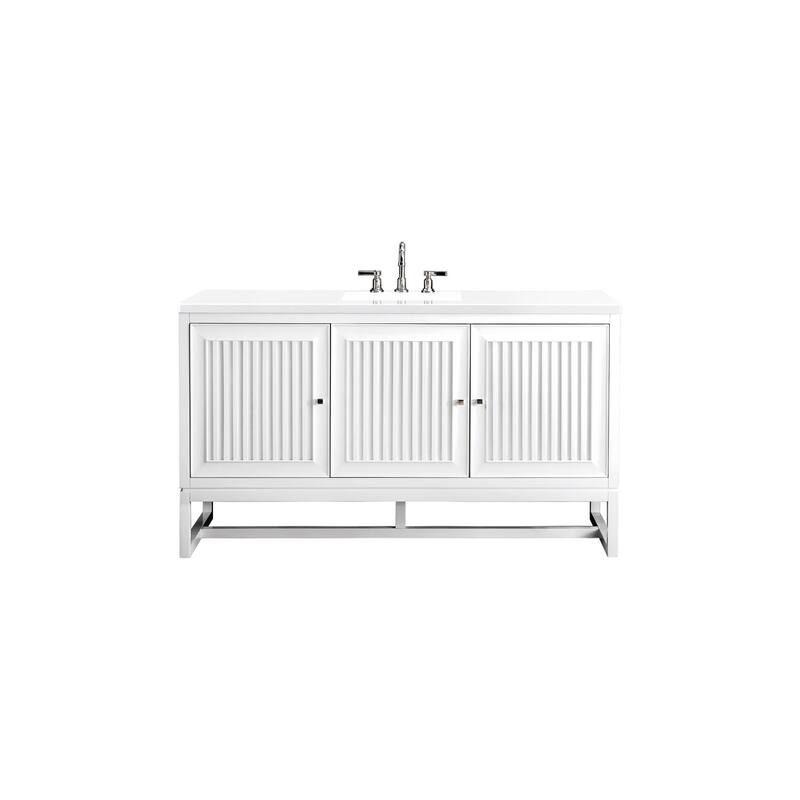 James Martin Vanities E645-V60S-3WZ Athens 60" Free Standing Single - Glossy White - Glossy