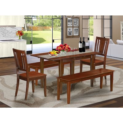 Gothic Dining Set - 5 Piece Table & Chairs - Mahogany Finish - Butterfly Leaf Extension