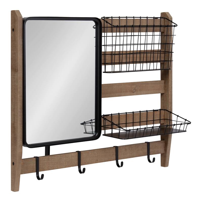 Kate and Laurel Tanner Wall Organizer with Mirror and Hooks