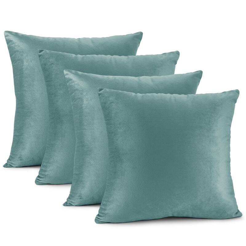 Nestl Solid Microfiber Soft Velvet Throw Pillow Cover (Set of 4) - 24" x 24" - Teal