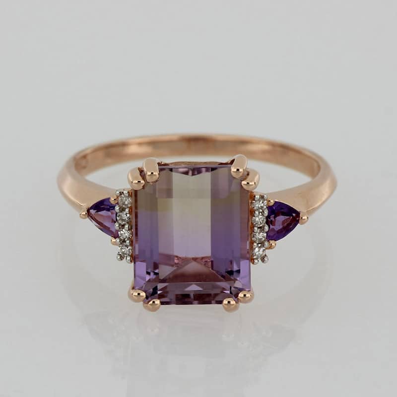 Rose Plated Sterling Silver Ametrine/Amethyst/Diamond Accent Ring by Miadora