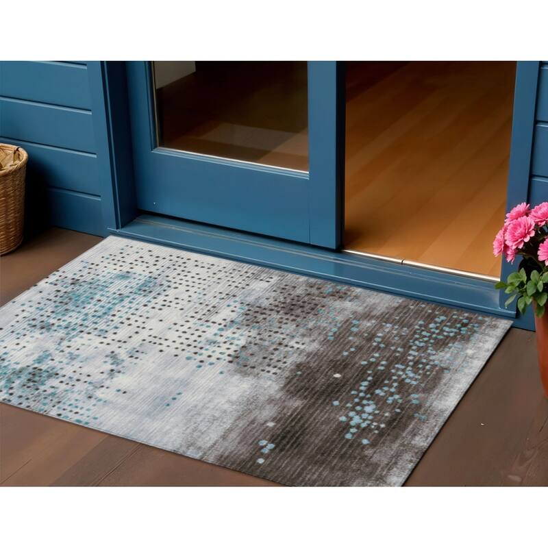 HomeRoots Geometric Transitional Rectangle Outdoor Rug - 3' x 5'