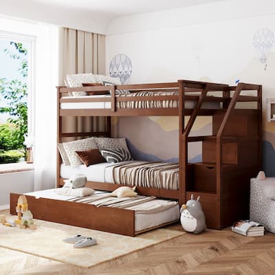 Twin-Over-Twin Bunk Bed with Twin Size Trundle