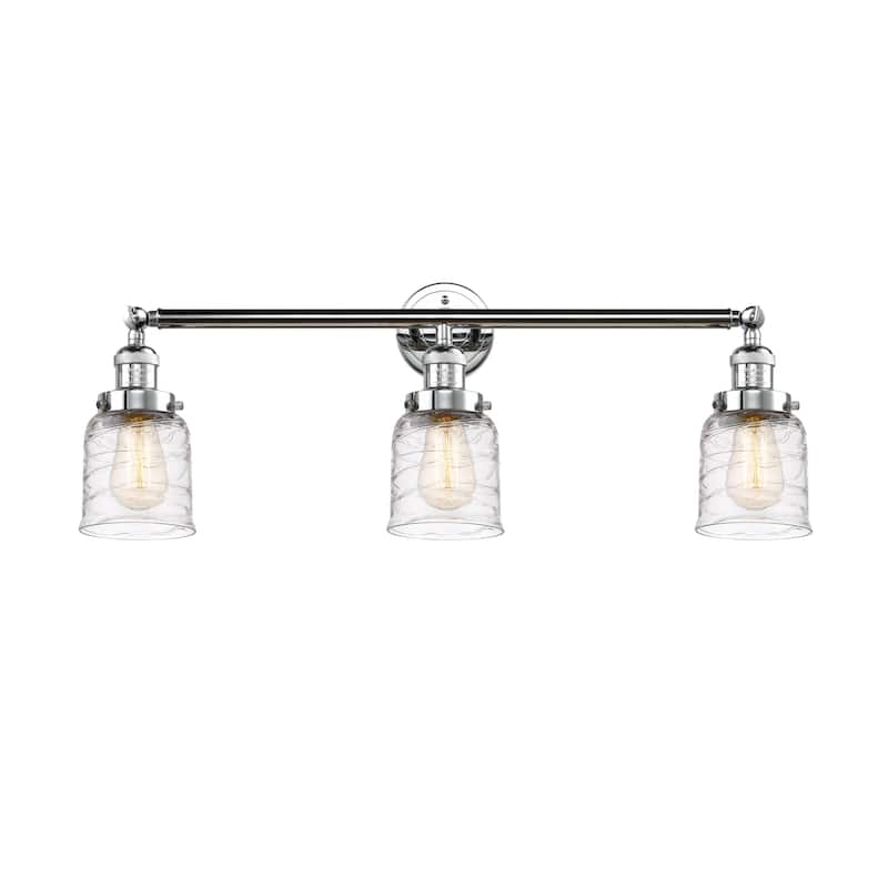 Innovations Lighting 205-11-30 Bell Vanity Bell 3 Light 30" Wide - Polished Chrome / Deco Swirl