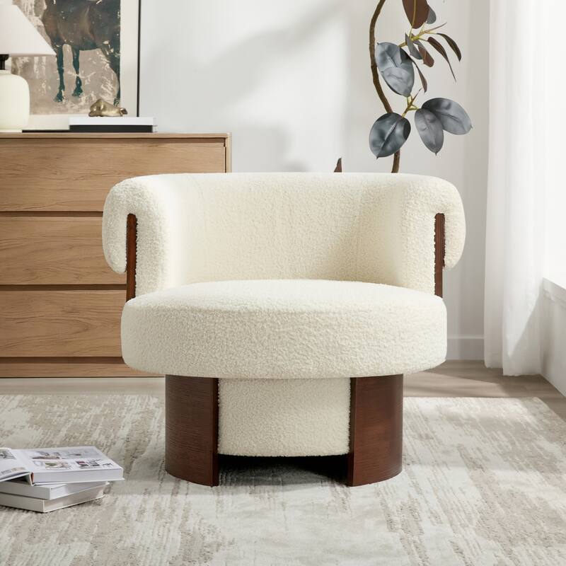 Scott Living Scrolla Beige Swivel Barrel Chair - Set of 1 - Beige