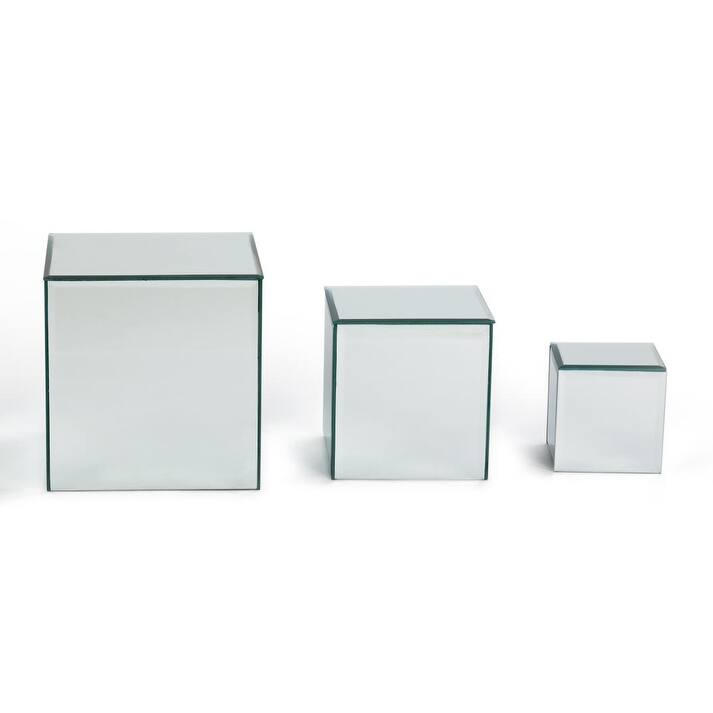 Square Glass Mirrored Riser Pedestals