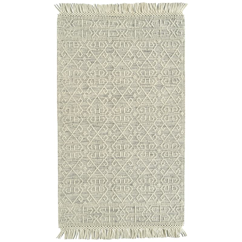 Mara Collection Ivory Square Indoor Throw Rug - 18" x 18"