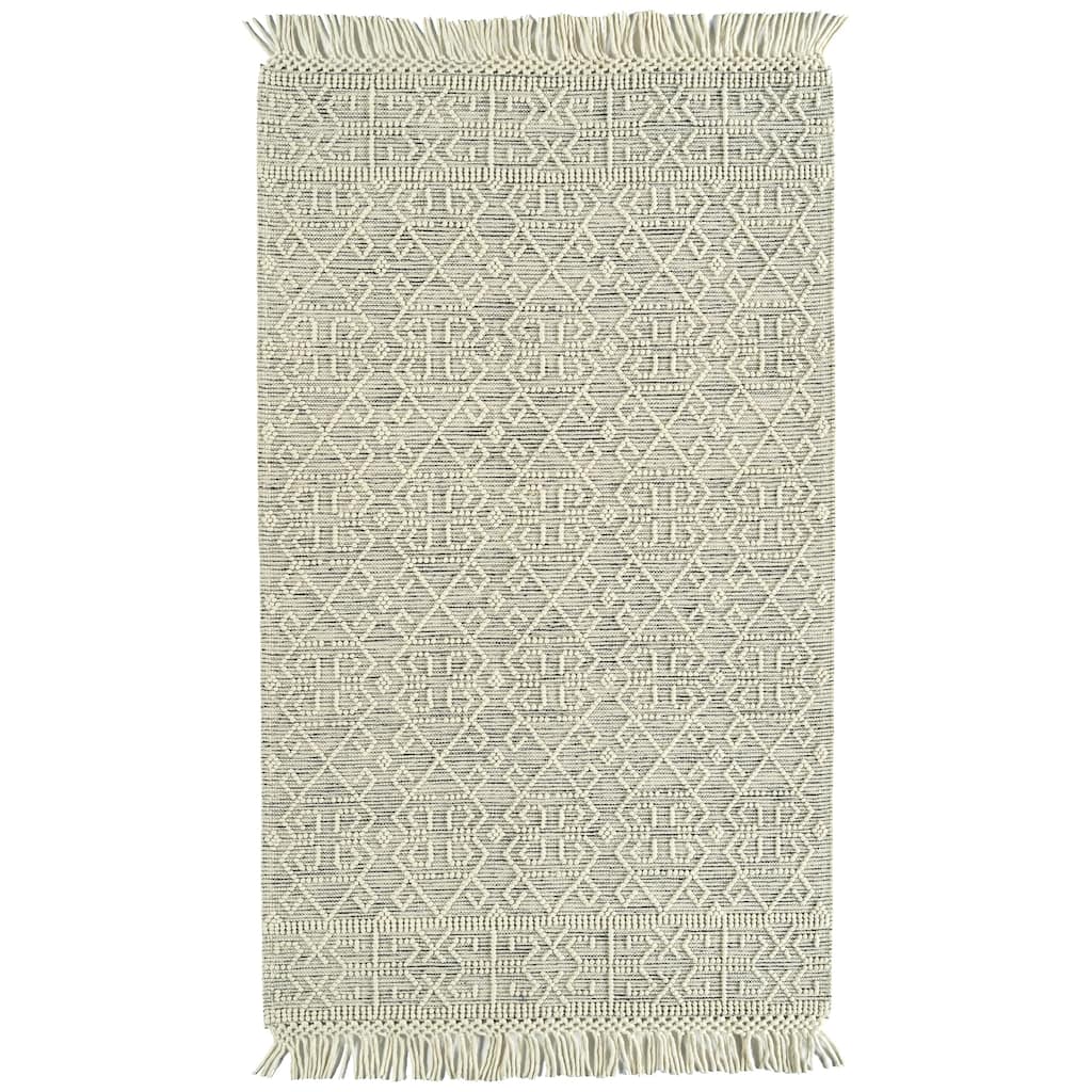 Mara Collection Ivory Square Indoor Throw Rug