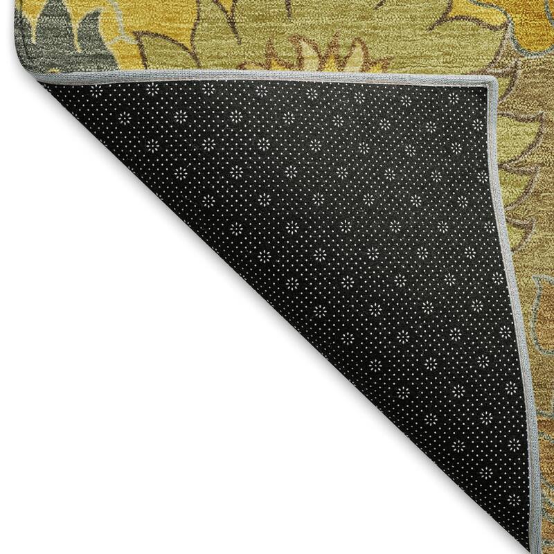 Machine Washable Indoor/ Outdoor Modern Floral Chantille Rug