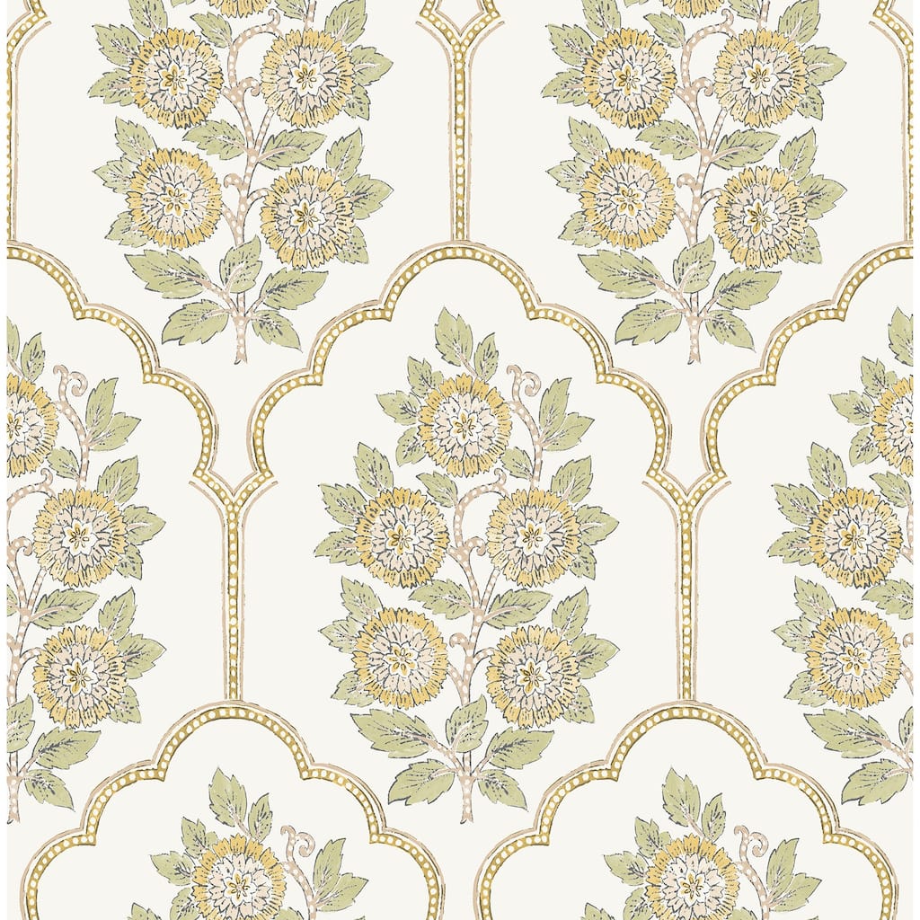 Society Social Floral Bazaar Ochre Peel and Stick Wallpaper