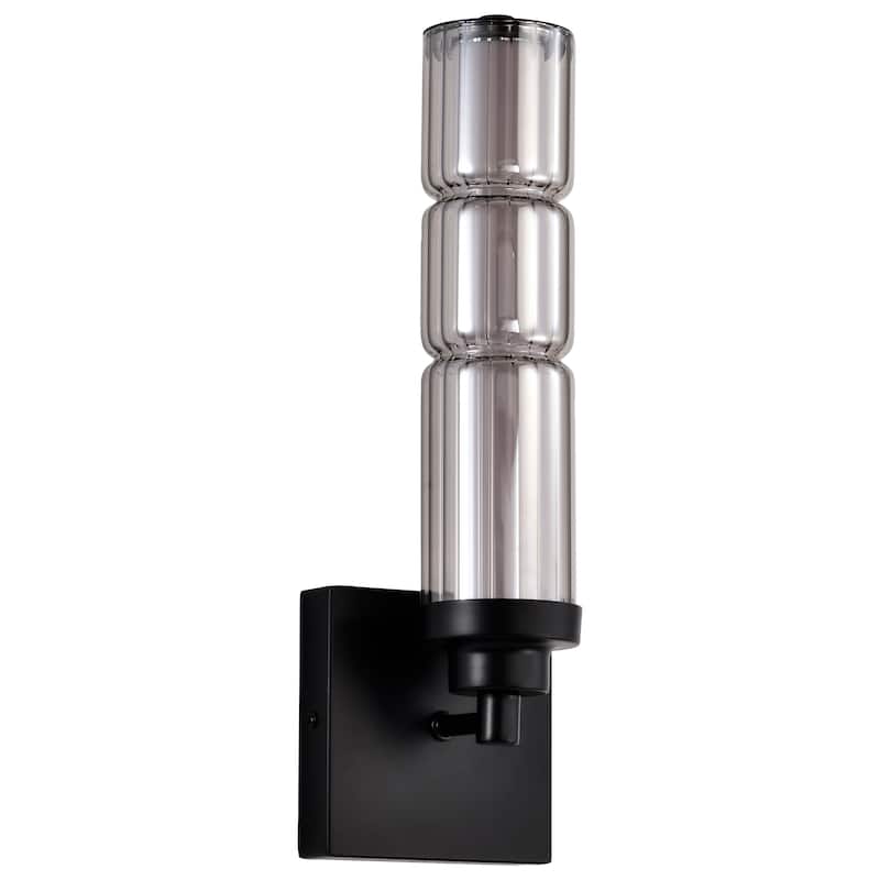 Evander LED Wall Sconce Matte Black Finish Smoked Glass - Matte Black