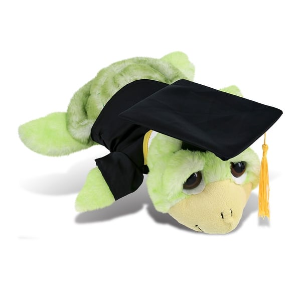 slide 2 of 6, DolliBu Large Green Sea Turtle Graduation Plush Toy with Gown and Cap - 11 inches