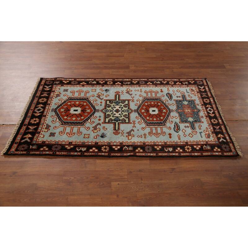 Khotan Indian Accent Rug Hand-Knotted Wool Carpet - 2'11"x 5'1"