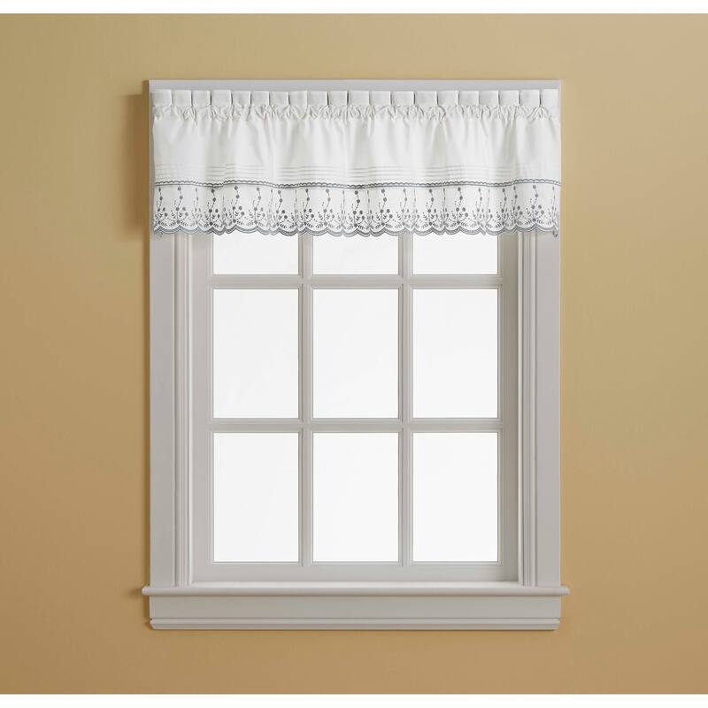 Curtainworks Abby Tailored Valance and Tier Curtain Collection - 2-36" Tier - Grey