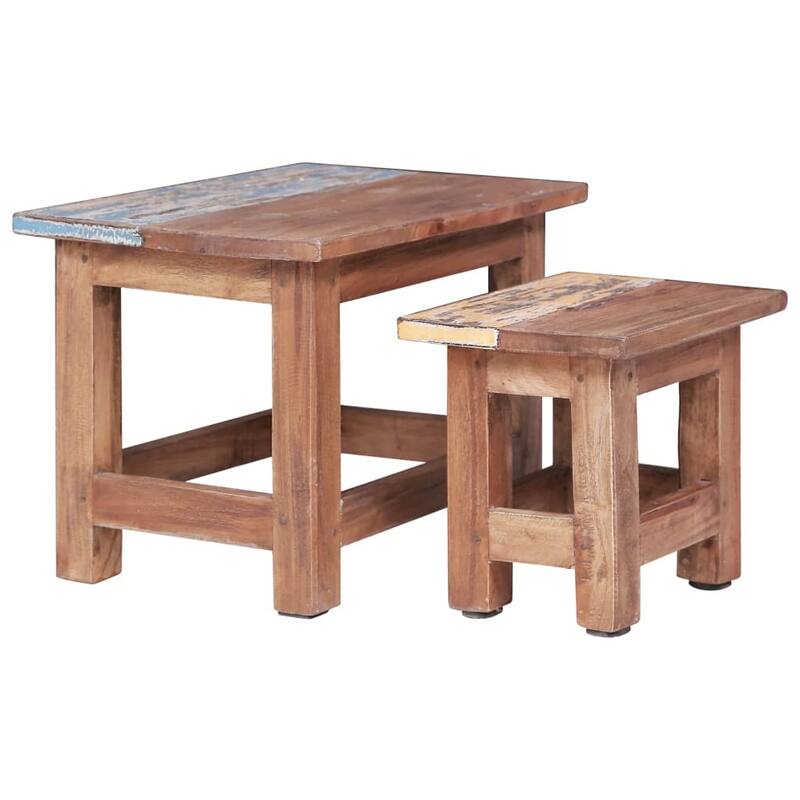 vidaXL Nesting Tables 2 pcs Solid Reclaimed Wood - 15.7" x 15.7" x 11.8"