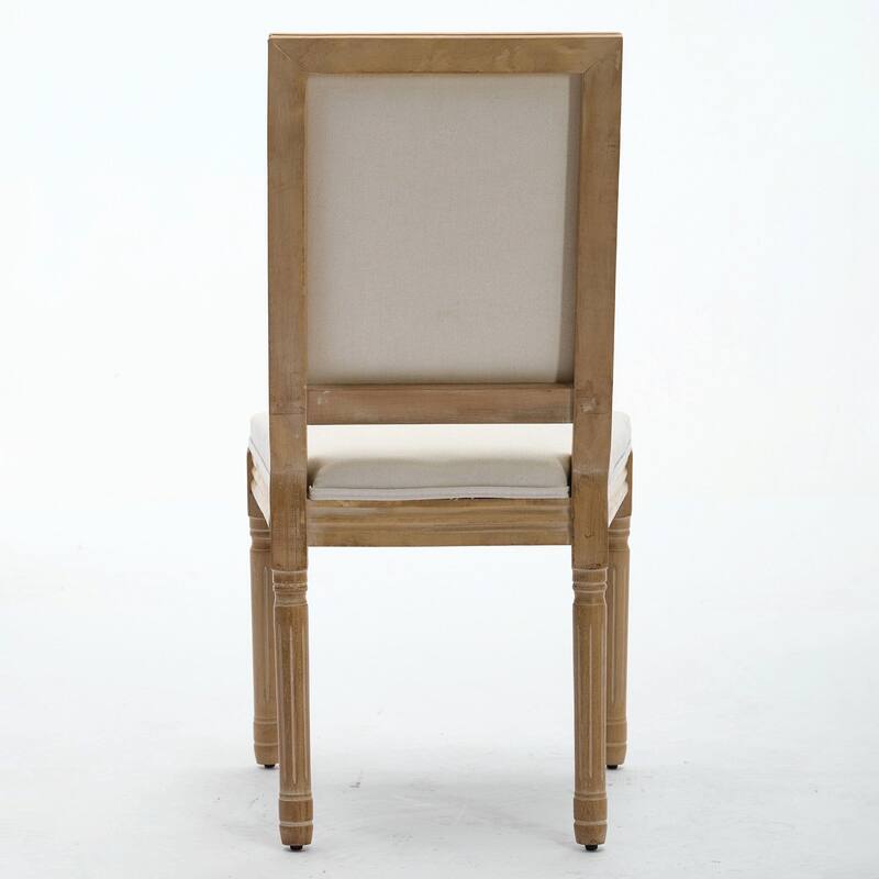 Set of 2 French Louis Dining Chairs with Square Backrest and Exquisitely Carved Solid Wood Frame
