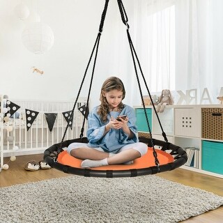 40" Flying Saucer Round Swing Kids Play Set - Orange - 40"-63""