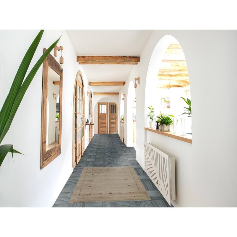 Hand Knotted Oriental 100% Wool Carpet Tribal Animal Pictorial Beige & Ivories Gabbeh Area Rug - 4' 10'' X 2' 9''