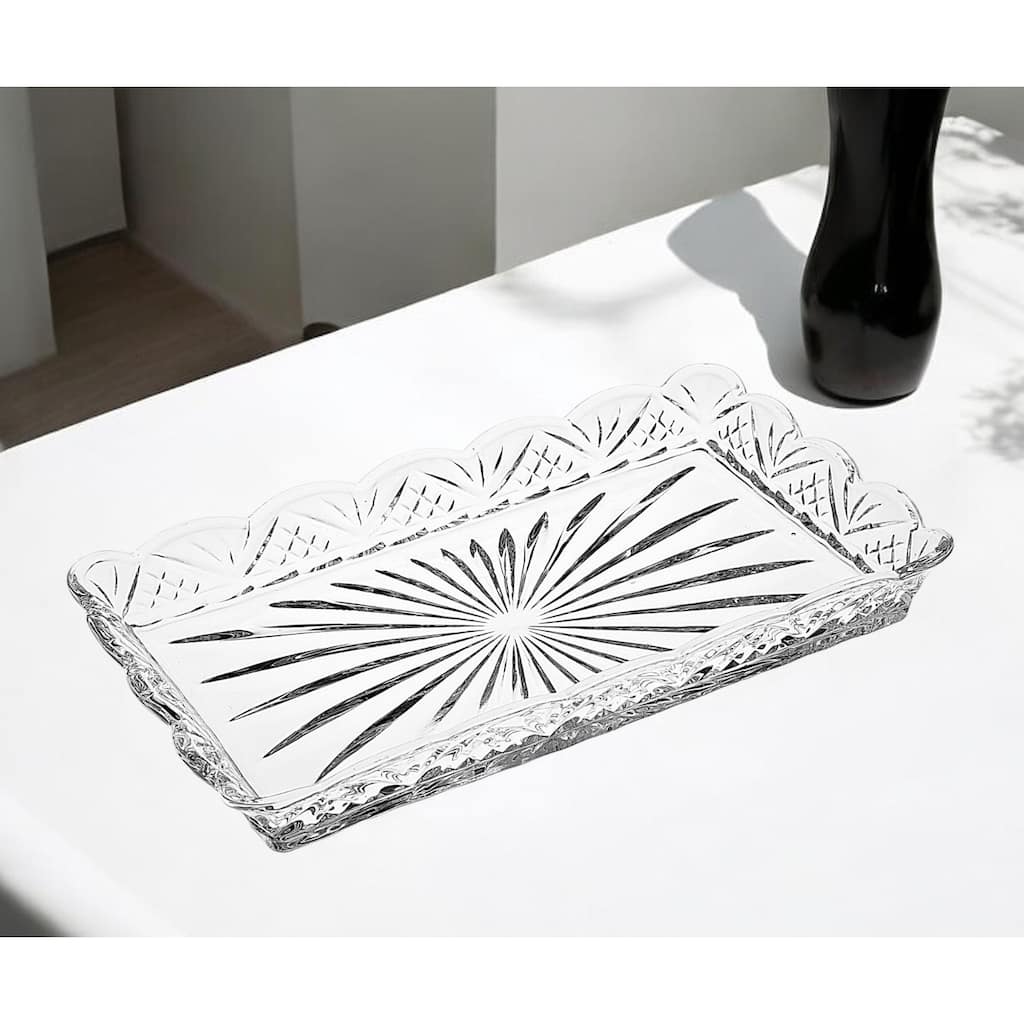 10" Rectangular Cut Crystal Narrow Serving Tray
