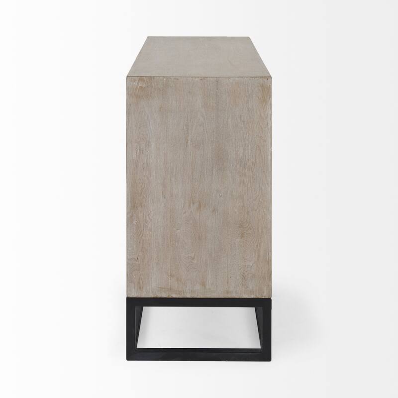 Genevieve I Gray Fir Veneer w/ Iron Frame & 3 Drawer Accent Cabinet - 39.0L x 15.7W x 30.9H