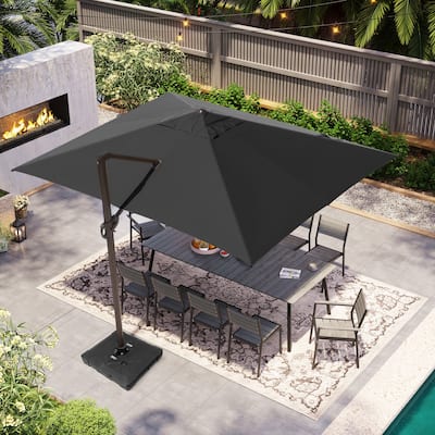 VredHom 10X13 FT Patio Outdoor Cantilever-Offset Umbrella with Base Stand