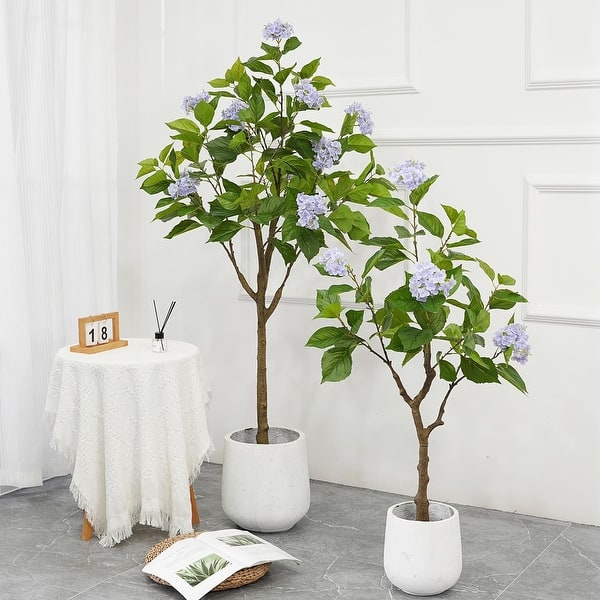 slide 2 of 6, Artificial Hydrangea Flower Tree for Home Office Housewarming Decor