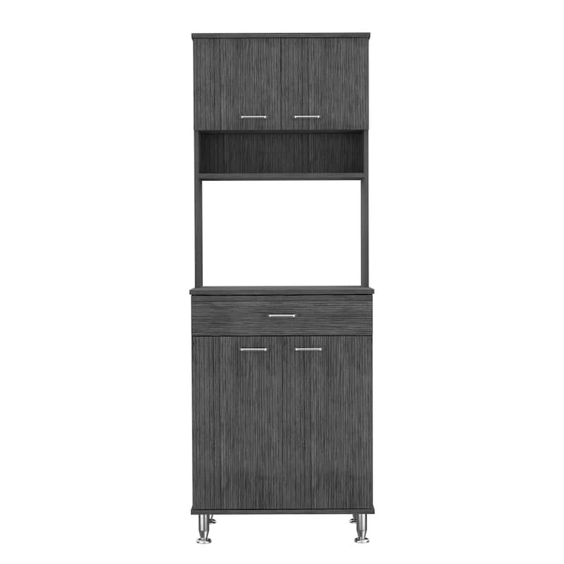 TUHOME Della 60 Kitchen Pantry with Drawer, 2 Cabinets, and Metal Legs - N/A