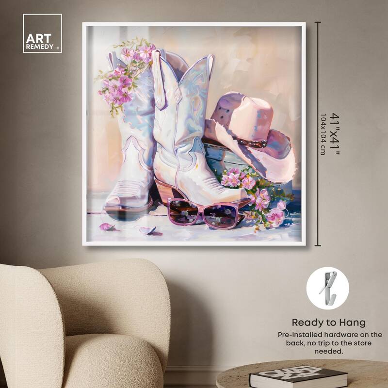 Spring Pink Cowboy Necessities Shadowbox by Art Remedy