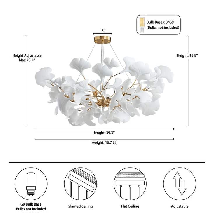 KAYLA Luxury Ginkgo Branch Chandelier for Living Room, Dining Room, Foyer, Kitchen Island