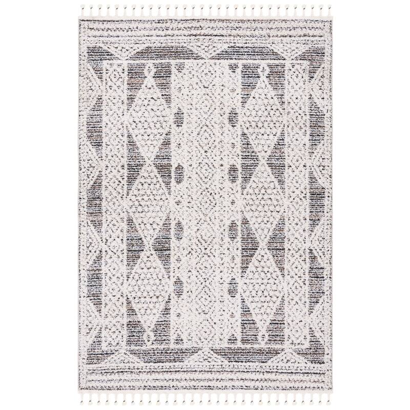 SAFAVIEH Chapel Maguy Moroccan Boho Rug - 6'7" Square - Black/Ivory