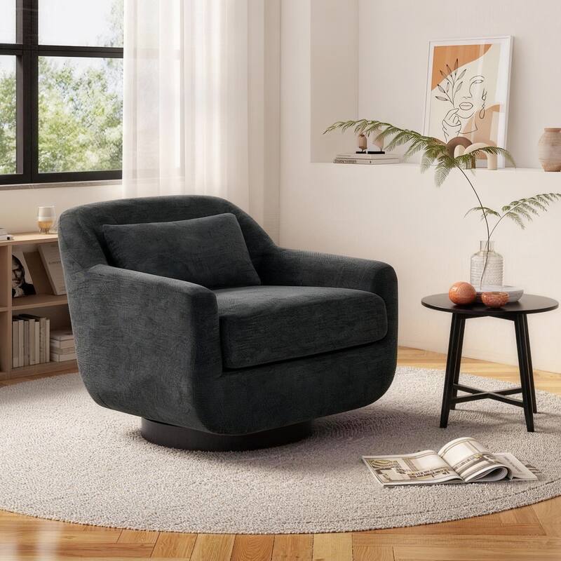 Modern Chenille 360-Degree Swivel Chair Accent Chair