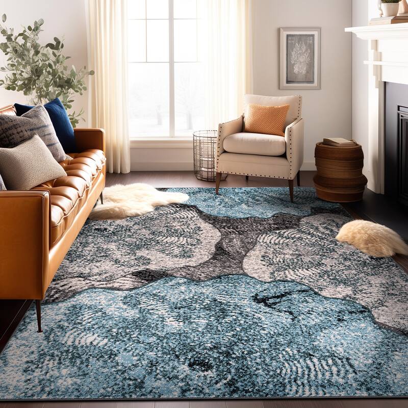 World Rug Gallery Contemporary Floral Design Black Area Rug