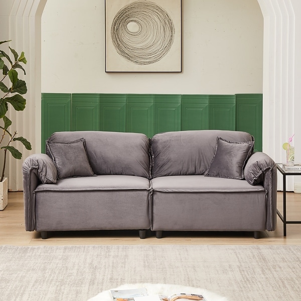 Deep seat velvet sofa discount