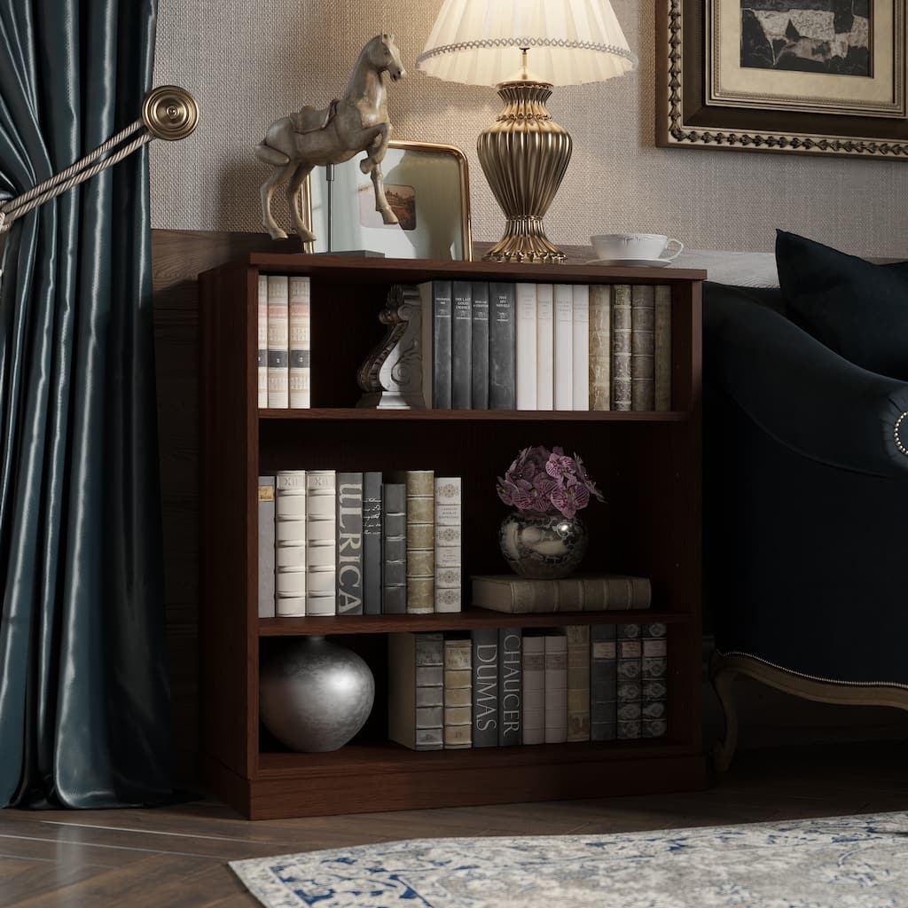 Palace Imports Premium 100% Solid European Oak Hardwood 3-Shelf Modular Bookcase - 32" Wide, 35.75" Tall