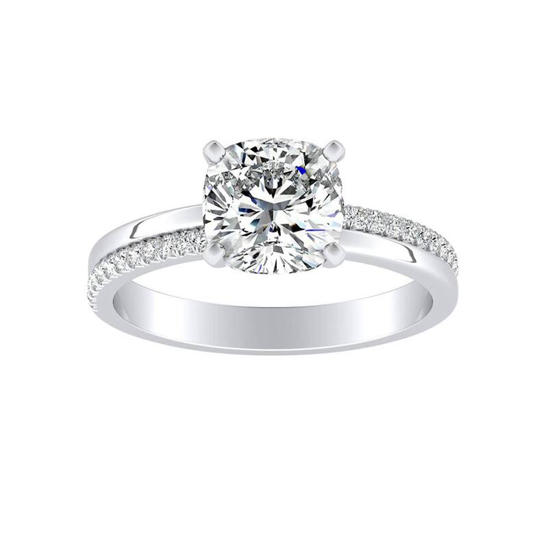 Auriya 1ct Cushion-cut Moissanite and Diamond Engagement Ring 14k Gold 0.12ct TDW - White - 8.5