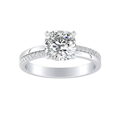 Auriya 1ct Cushion-cut Moissanite and Diamond Engagement Ring 14k Gold 0.12ct TDW
