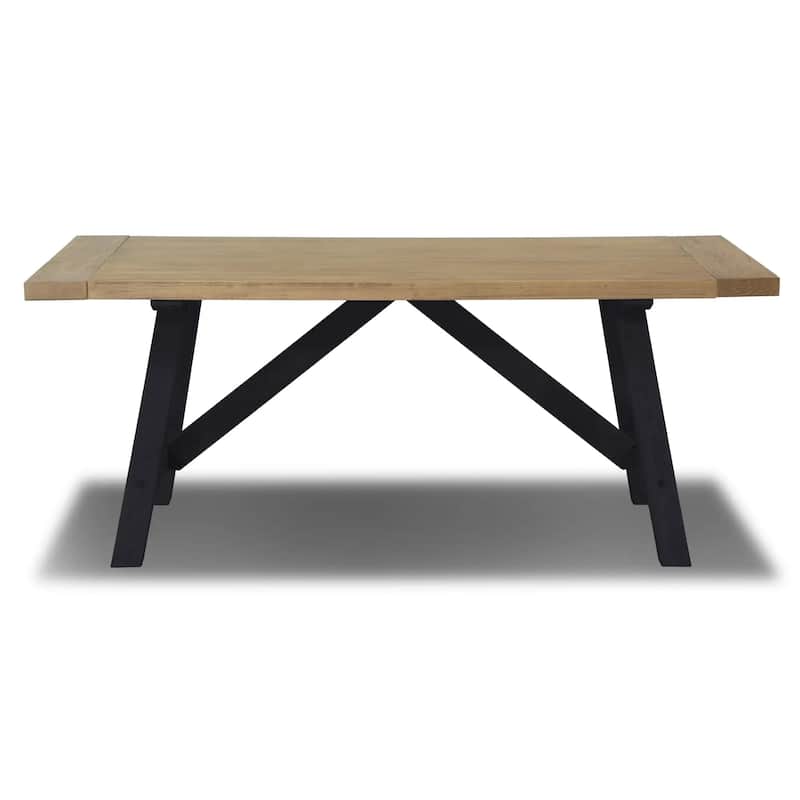 Cascais 72" Rectangular Table with Farmhouse Base - Blonde Oak/Black Oak